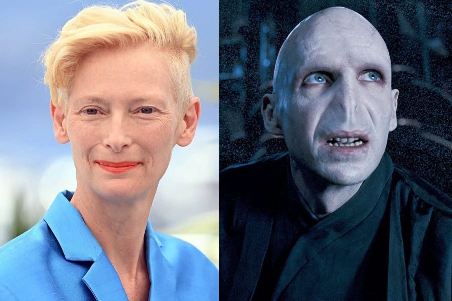 Tilda Swinton, Ralph Fiennes as Lord Voldemort in the Harry Potter film series