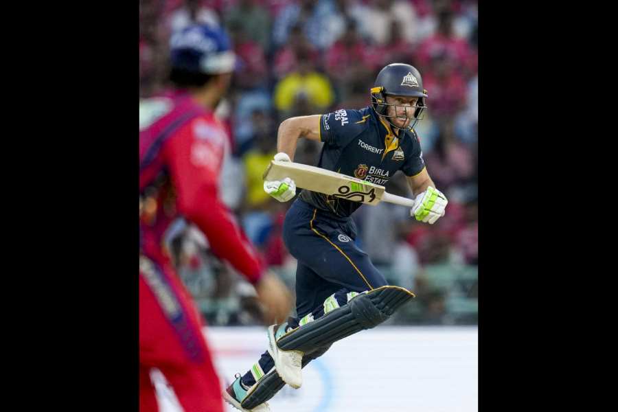 Gujarat Titans’ Jos Buttler during his 37-ball 60 against Lucknow Super Giants on Sunday.