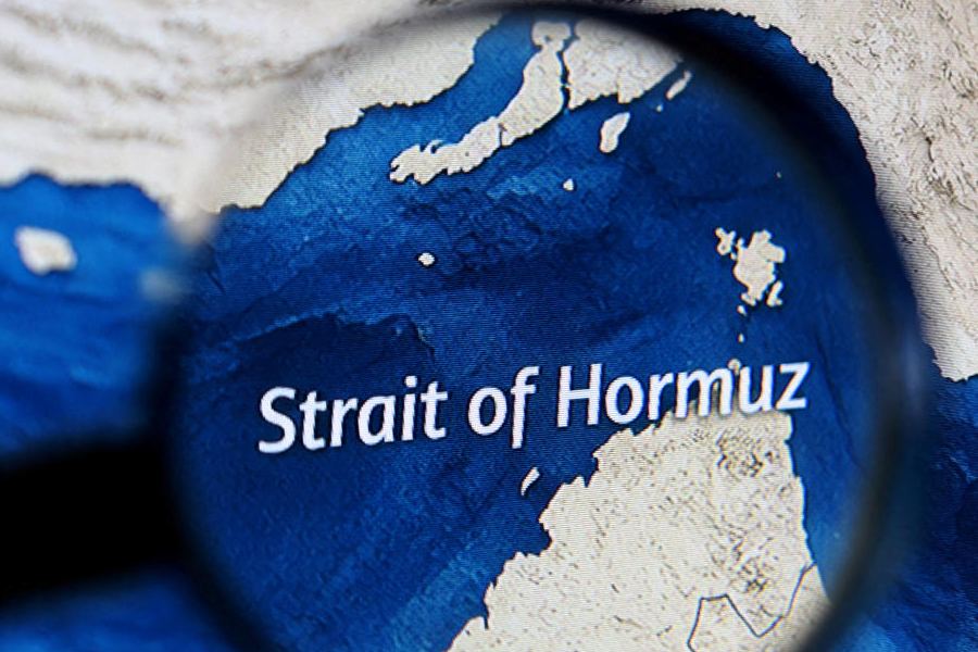 A map showing the Strait of Hormuz is seen in this illustration taken March 23, 2026.