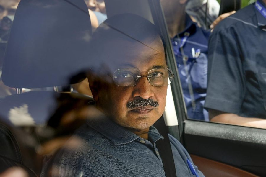 AAP National Convener Arvind Kejriwal arrives at the Delhi High Court to appear in connection with the liquor scam case, in New Delhi, Monday, April 6, 2026.