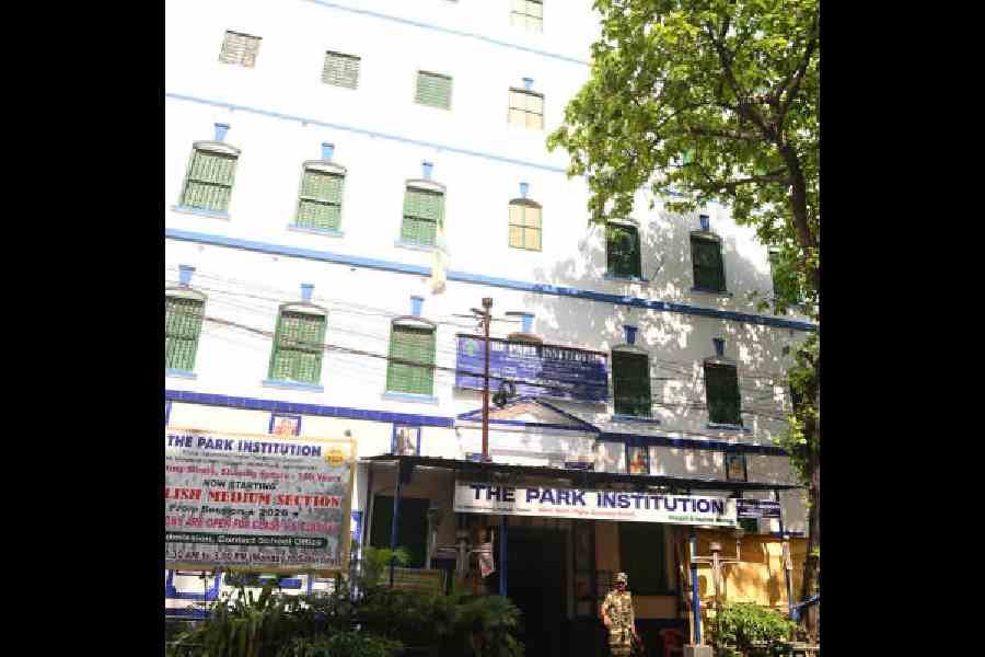 A central force jawan outside a north Calcutta school