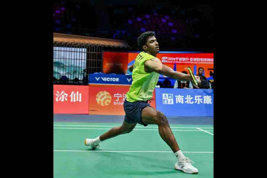 Ayush Shetty, during the final of the Badminton Asia Championships in Ningbo, China, on Sunday.