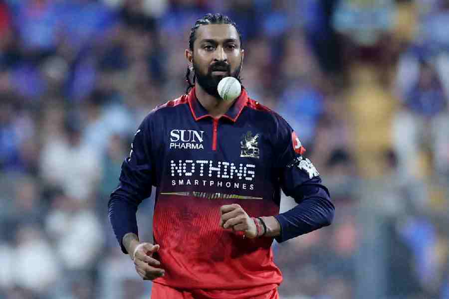 Krunal Pandya at the Wankhede.
