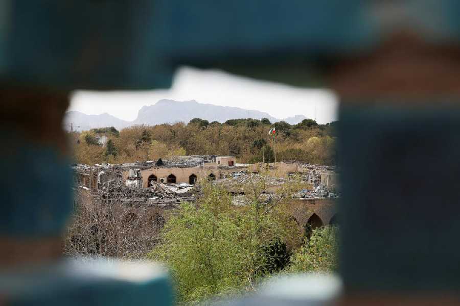 The historical provincial governor’s office building, damaged during the US-Israeli air campaign, stands near Naqsh-e Jahan Square, a Unesco World Heritage site, in Isfahan, Iran, March 23, 2026.
