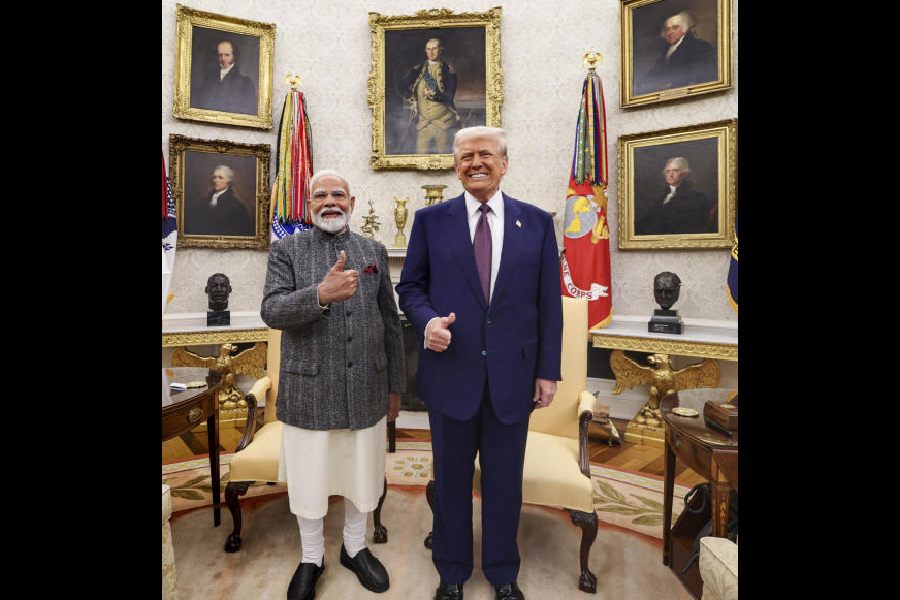 Narendra Modi and Donald Trump at the White House in 2025