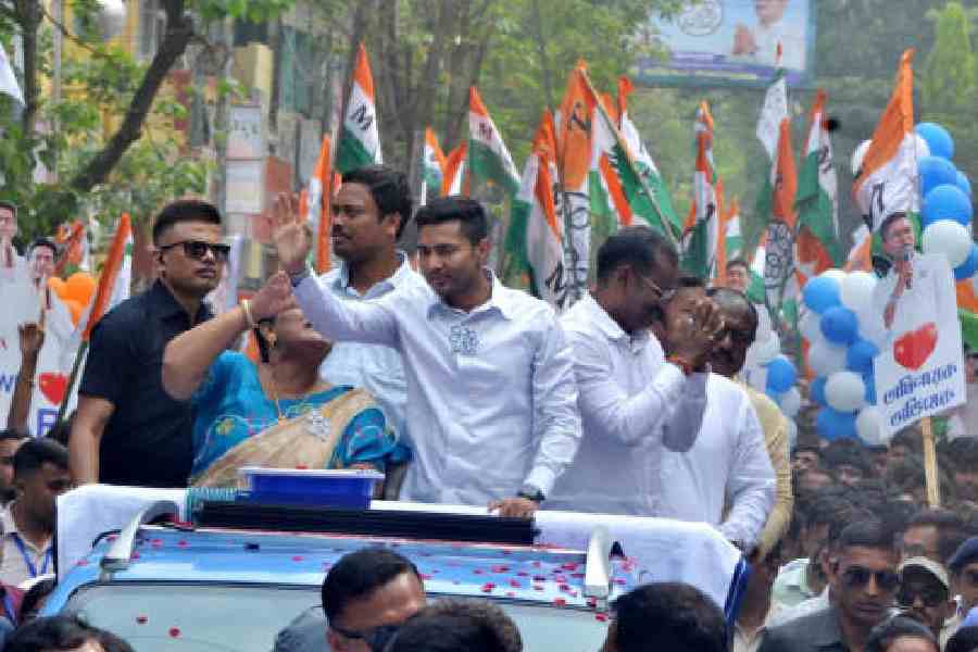 Abhishek Banerjee at the road show in Cooch Behar on Tuesday. Picture by Main Uddin Chisti