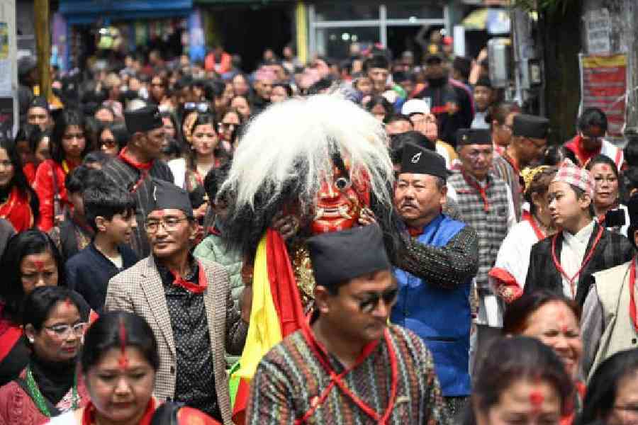 A cultural rally on the occasion of the Nepali New Year’s Day in Kurseong on Tuesday