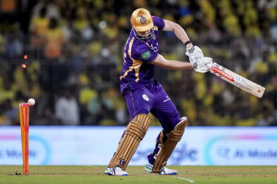 Cameron Green loses his wicket during Kolkata Knight Riders’ match against CSK at the Chepauk on Tuesday