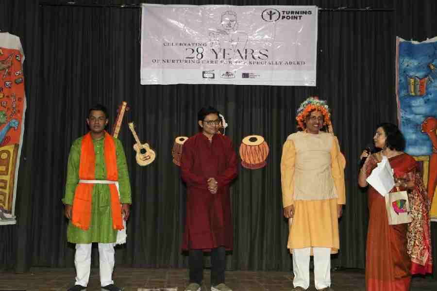 (From left) Swarnabho Saha, Anirban Bhadra and Kohinur Nandi with Ishita Sanyal, founder-director of Turning Point, at the Open the Door event