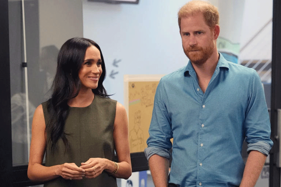 Britain\'s Prince Harry and Meghan, the Duke and Duchess of Sussex, visit Batyr