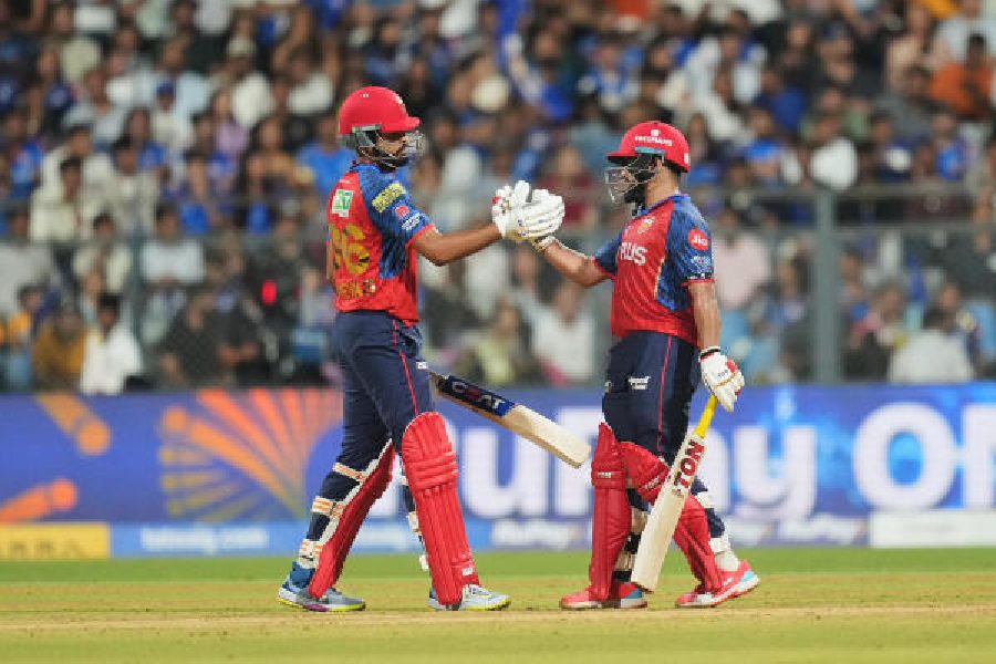 Shreyas Iyer and (right) Prabhsimran Singh during their 139-run stand.