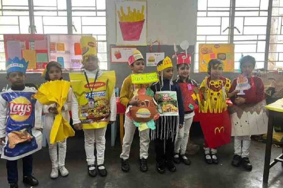 Students of Salt Lake Point School dressed as junk food 