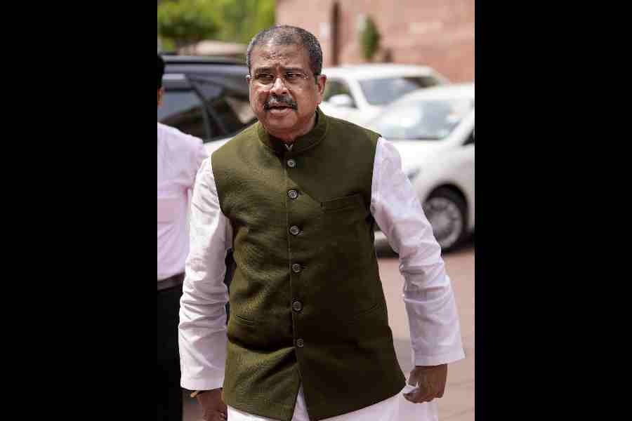 Dharmendra Pradhan at Parliament on Friday.