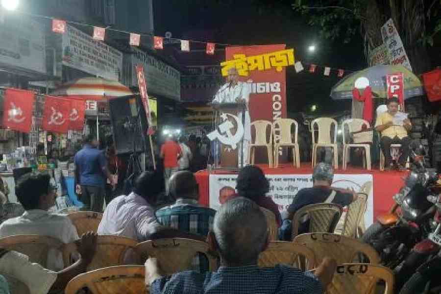 The 'Save Boipara' conclave of the CPM at College Street in Calcutta on April 8