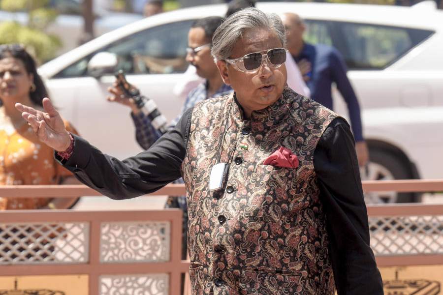 Congress MP Shashi Tharoor during the Special session of the Parliament, in New Delhi, Saturday, April 18, 2026.