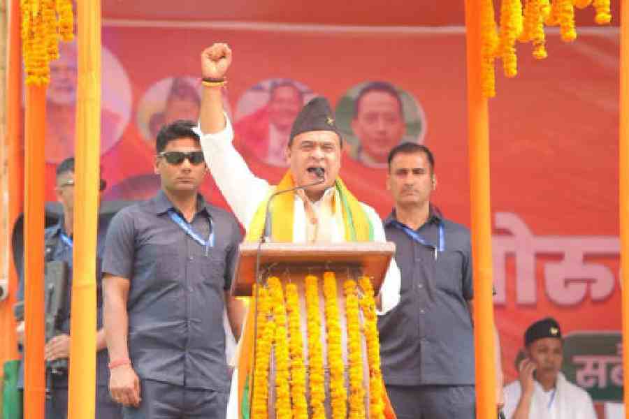Himanta Biswa Sarma campaigns for the BJP in Kalimpong on Saturday