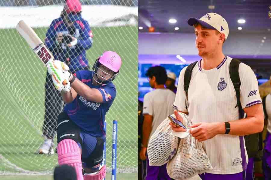 Vaibhav Sooryavanshi (left) at the Eden on Saturday, Cameron Green arrives at Kolkata airport