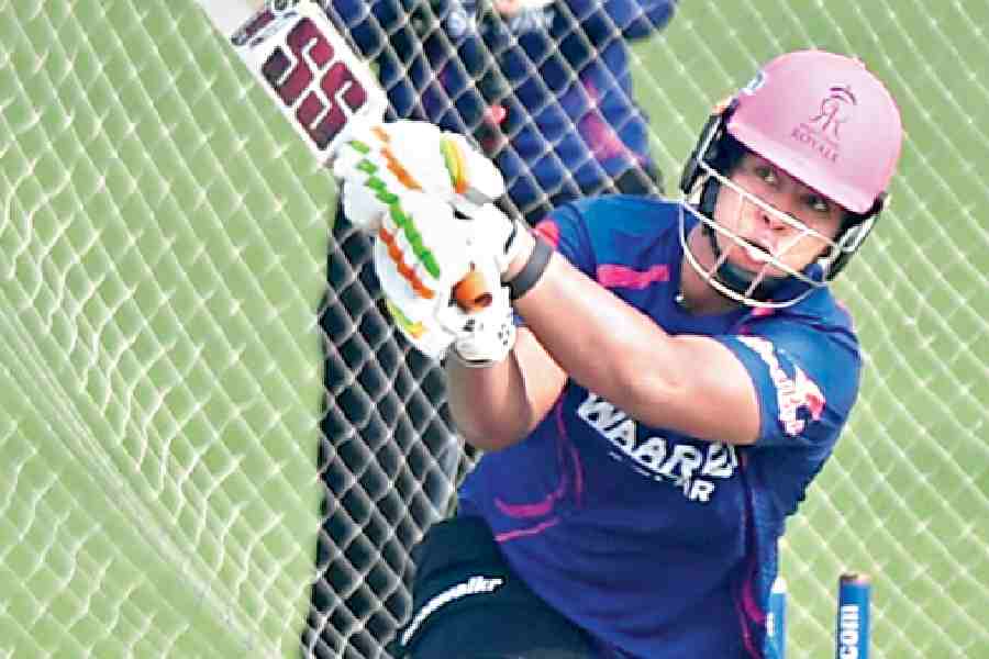 Vaibhav Sooryavanshi at the Eden on Saturday, the eve of Rajasthan Royals’ match against KKR.