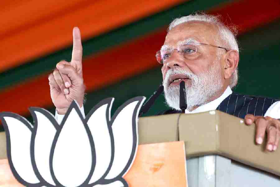 In this image released on April 19, 2026, Prime Minister Narendra Modi addresses during a public meeting ahead of West Bengal Assembly elections, in Bishnupur, West Bengal.