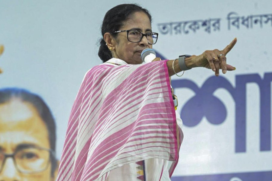 In this image posted on April 19, 2026, West Bengal Chief Minister Mamata Banerjee addresses a campaign ahead of the state Assembly elections, in Hooghly district, West Bengal.
