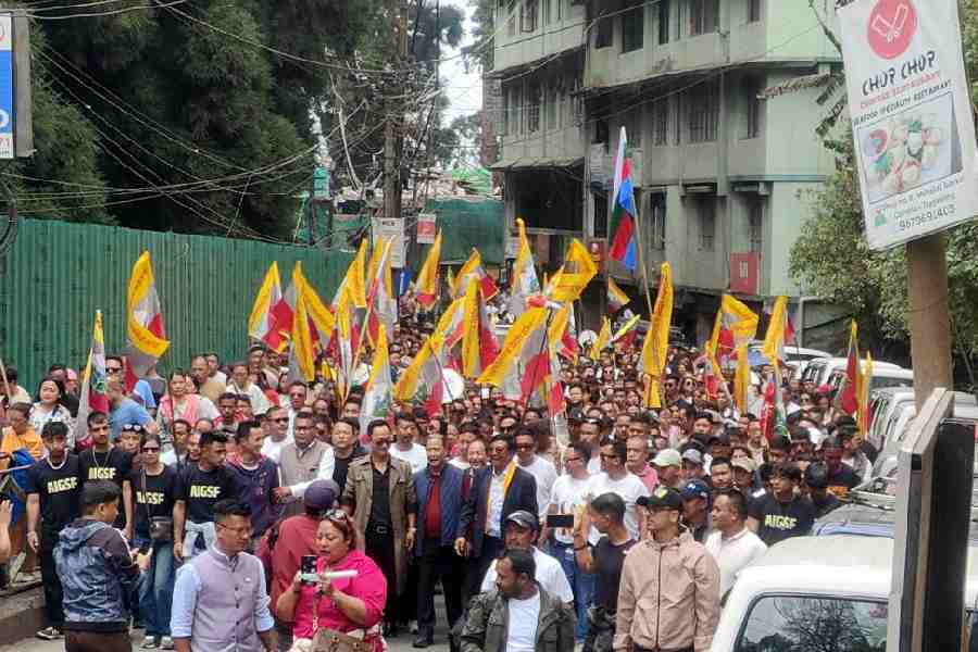 The BGPM march in Darjeeling on Monday. 