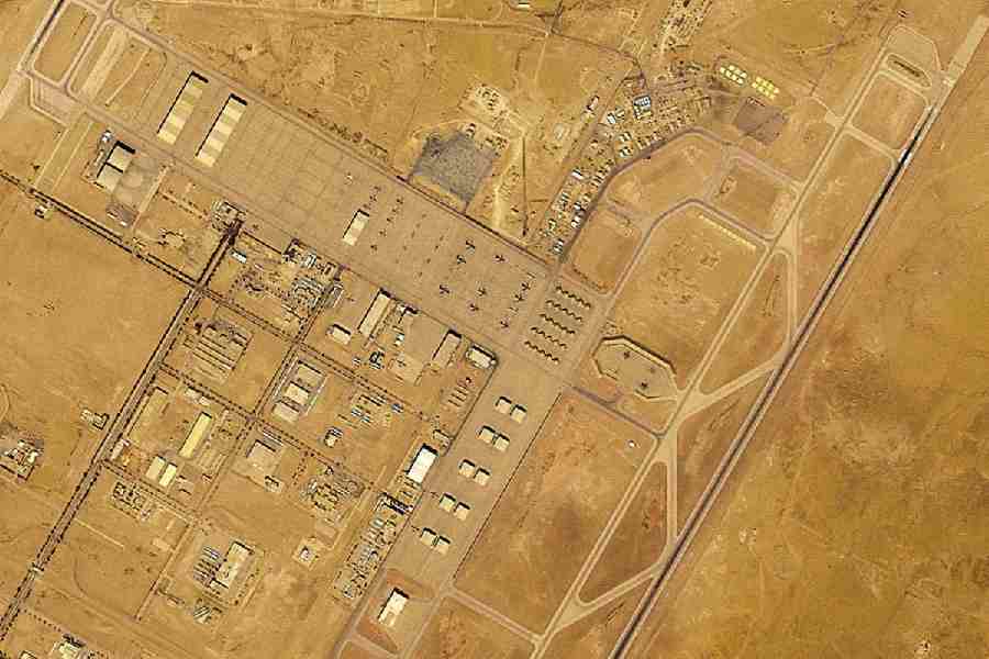 A satellite image shows planes at Prince Sultan Air Base