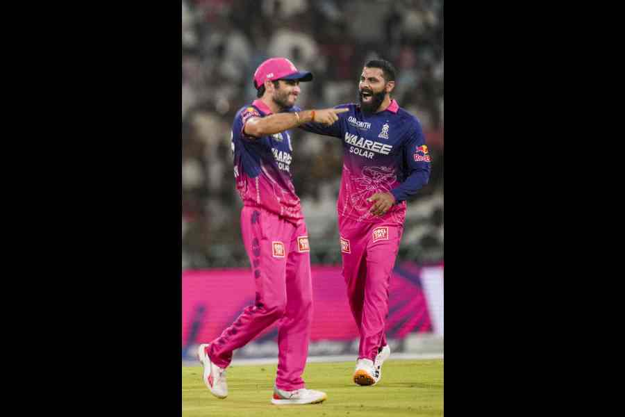 A delighted Man of the Match Ravindra Jadeja with Ravi Bishnoi (left) in Lucknow on Wednesday.