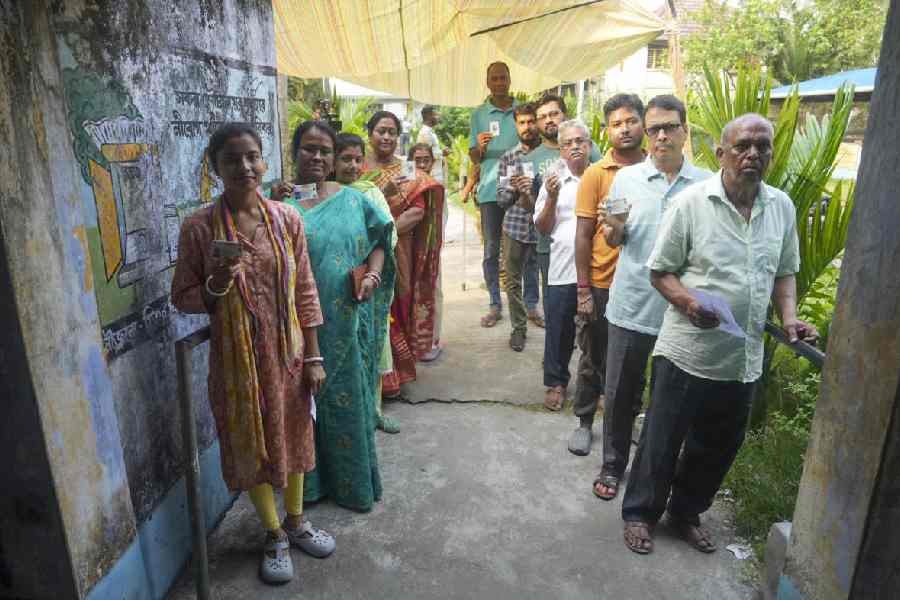 Voters standing in line