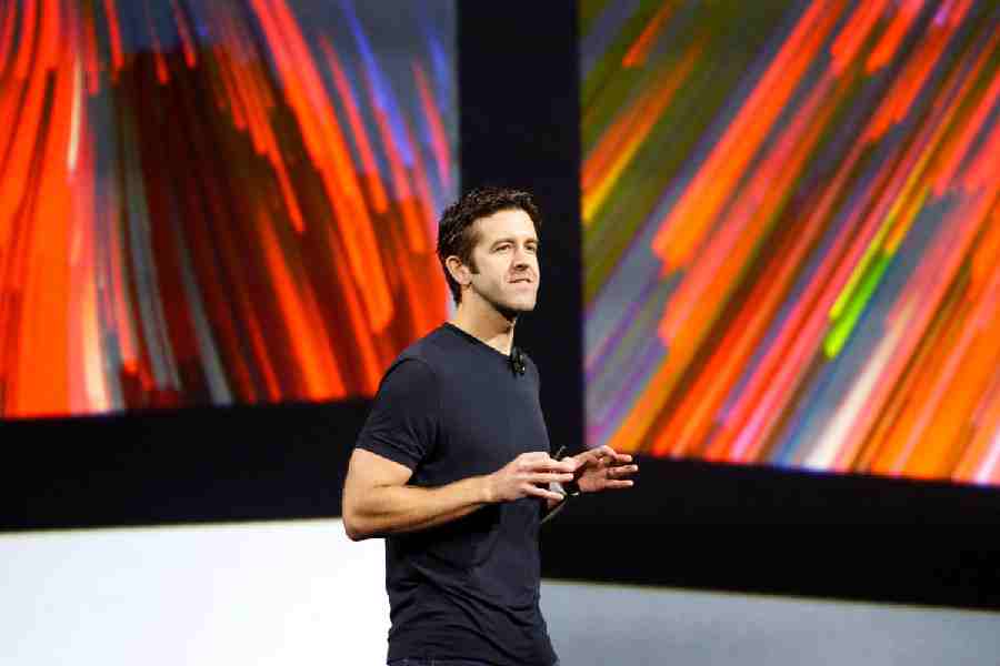 John Ternus speaks during Apple's annual developer conference in San Jose