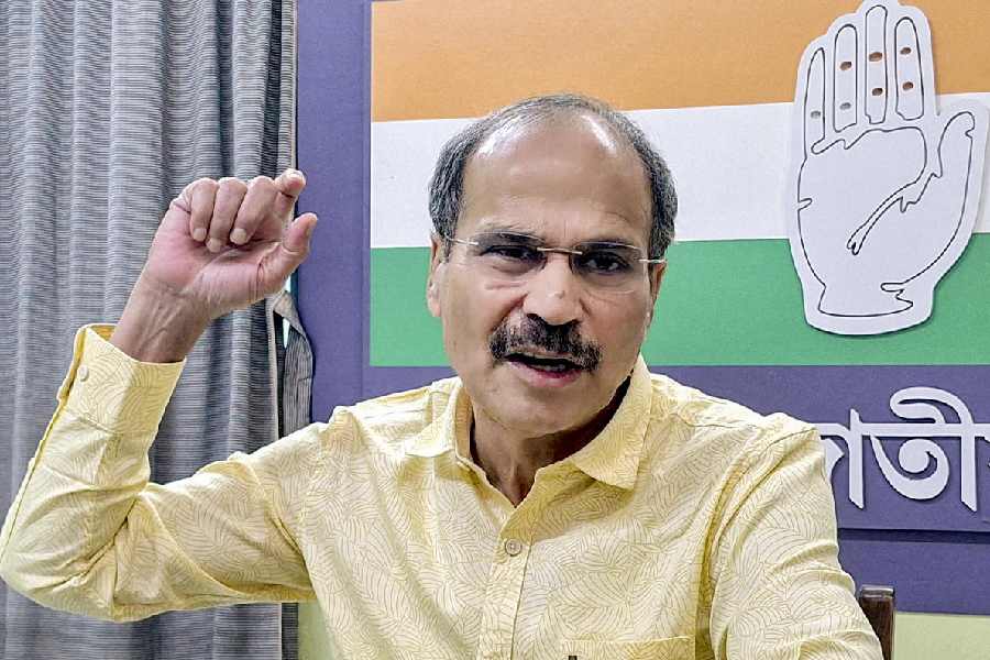 Congress candidate from the Berhampore constituency Adhir Ranjan Chowdhury addresses a press conference, in Murshidabad, West Bengal, Friday, April 3, 2026.