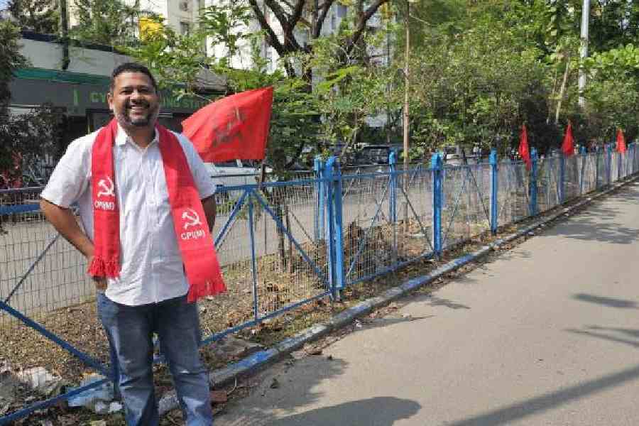 Saptarshi Deb, son of Gautam Deb, the CPM candidate from Rajarhat New Town. (Sudeshna Banerjee)