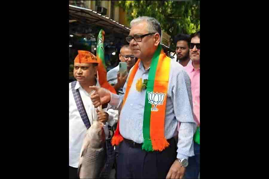 Sharadwat Mukhopadhyay campaigns in IA Market with a fish 