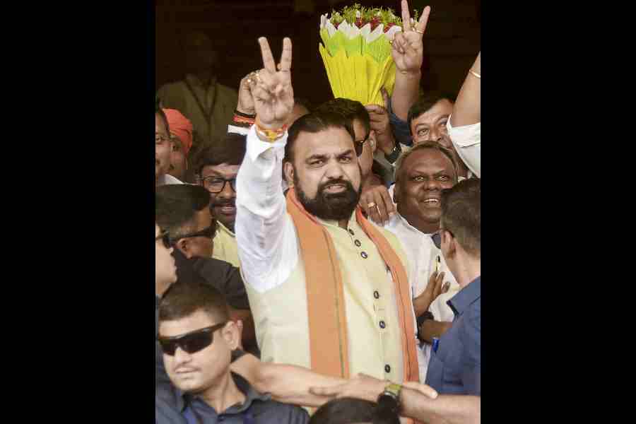 Samrat Choudhary at the Bihar Assembly on Friday. 