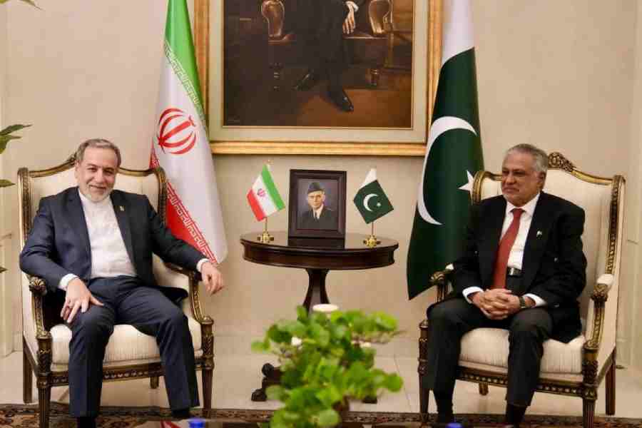 Iran's Foreign Minister Abbas Araqchi meets with Pakistan's Foreign Minister Ishaq Dar, as Pakistan prepares to host the U.S. and Iran for the second phase of peace talks, in a location given as Islamabad, Pakistan, released April 25, 2026.