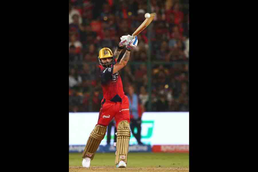 Virat Kohli during his 44-ball 81 in Royal Challengers Bengaluru’s five-wicket win over Gujarat Titans at the Chinnaswamy on Friday.