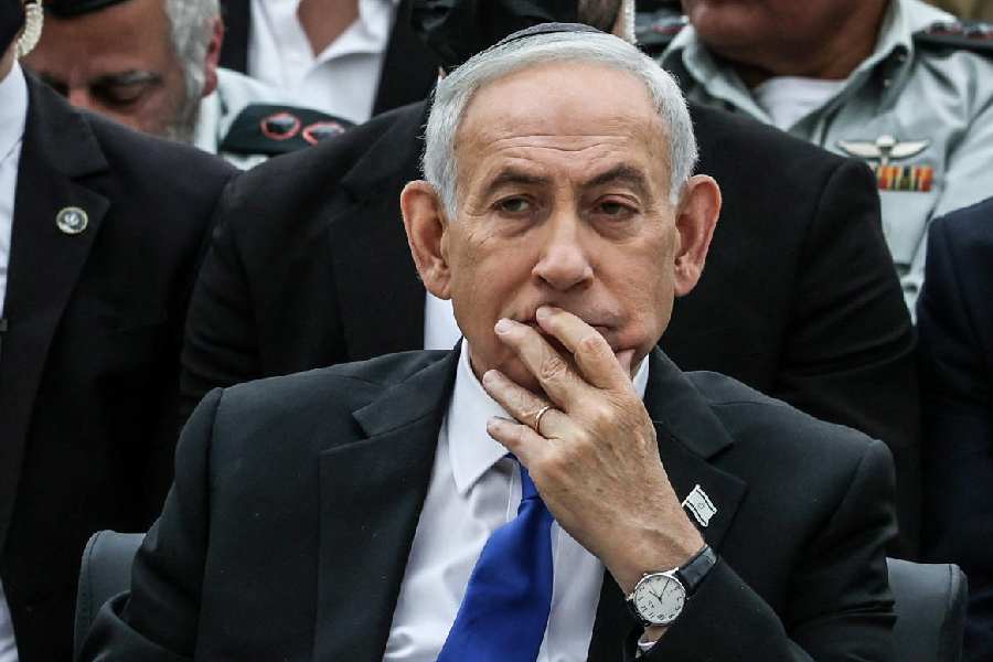 Israel’s Prime Minister Benjamin Netanyahu attends a ceremony commemorating Israel’s Remembrance Day for fallen soldiers, or Yom HaZikaron, at the Military Cemetery on Mount Herzl in Jerusalem April 21, 2026.