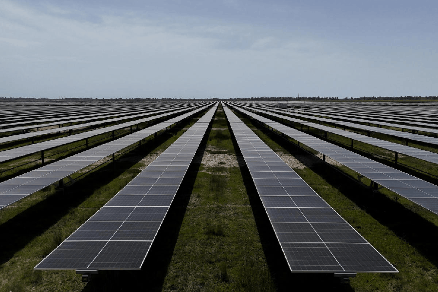 drone view of solar panels