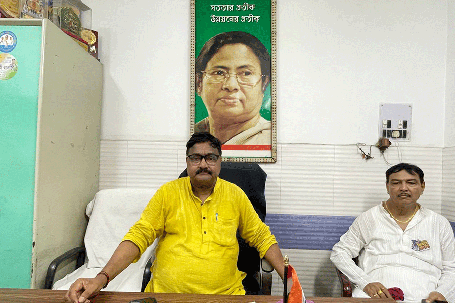 Kartik Banerjee at his Kalighat Road office on Monday morning