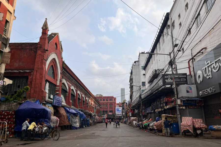 New Market, usually a maelstrom of people, cars, hawkers and more, wears a deserted look on Wednesday