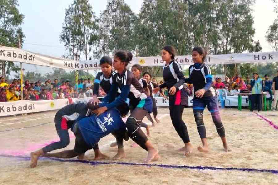 Girls of the Sundarbans play kabaddi in Namkhana last Thursday