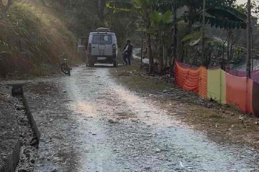 A stretch of the incomplete road from Chuikhim forest to Kiran Golai in Kalimpong block-I