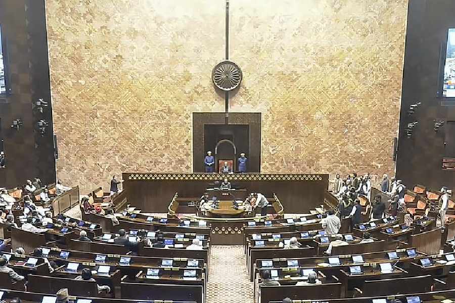 Proceedings in the Rajya Sabha underway during the Budget session of Parliament, in New Delhi, Tuesday, Feb. 3, 2026.