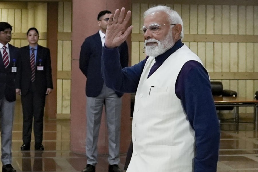 Prime Minister Narendra Modi after the NDA Parliamentary Party meeting, at Parliament premises in New Delhi, Tuesday, Feb. 3, 2026.