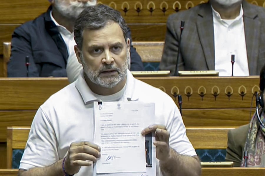 LoP in the Lok Sabha Rahul Gandhi speaks in the House during the Budget session of Parliament, in New Delhi, Tuesday, Feb. 3, 2026.