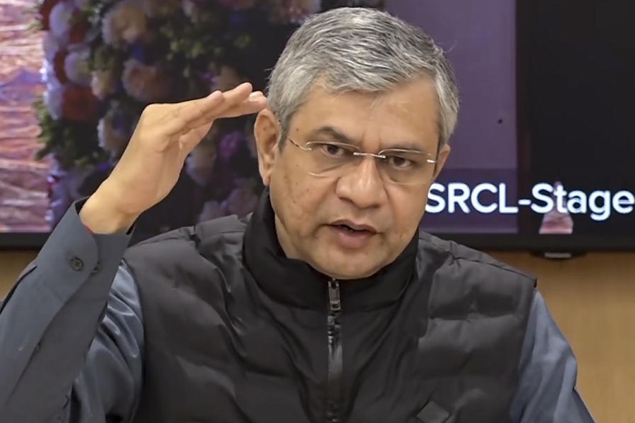 Union Railway Minister Ashwini Vaishnaw speaks as he virtually witnesses the breakthrough of a key tunnel on the under-construction Mumbai-Ahmedabad bullet train route, from Rail Bhawan, in New Delhi, Tuesday, Feb. 3, 2026.