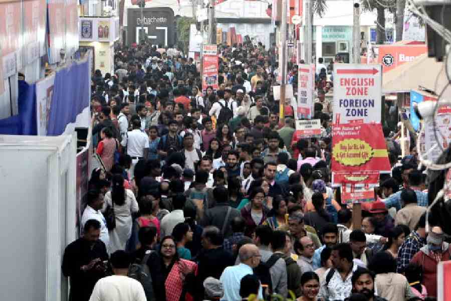 Visitors to the 49th International Kolkata Book            Fair on Tuesday. Pictures by Sanat Kr Sinha
