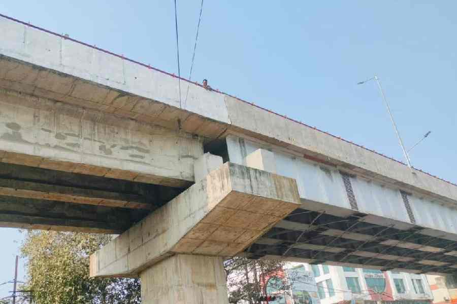The completed portion of the railway overbridge in Siliguri on Tuesday.