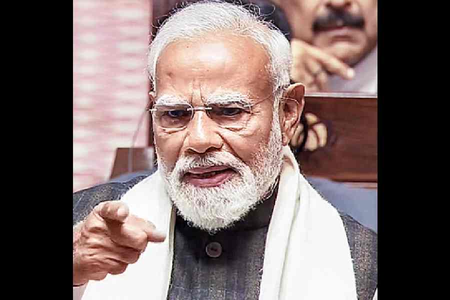 Narendra Modi speaks in the Rajya Sabha on Thursday.