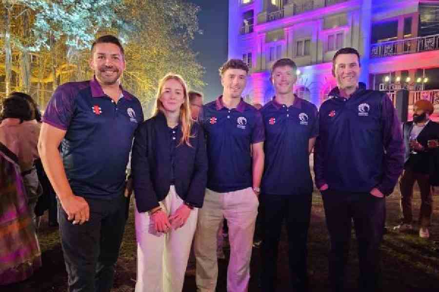(From left) Steve Snell, Fiona Rae, Jasper Davidson,Jack Jarvis and Charles Paterson at Royal CalcuttaTurf Club on Friday. Picture by Sudeshna Banerjee