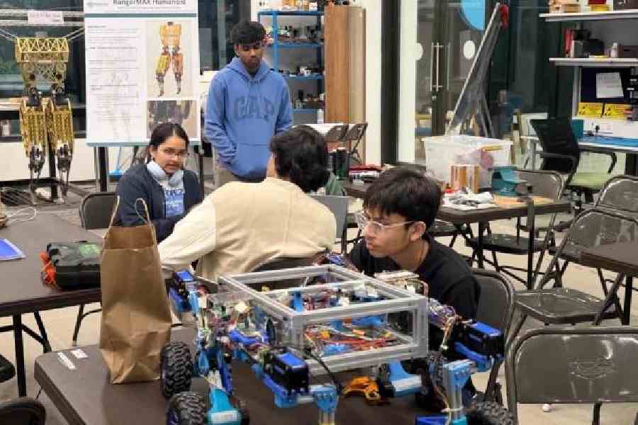 Space bound: Students work on a Mars rover prototype at Plaksha University